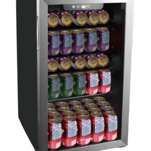 Frigidaire EFMIS2415 Beverage Refrigerator, Glass Door, Compact Mini Fridge with Digital Temperature Control, Fits 115 Cans or 34 Bottles, 96L Capacity-19.1" D x 17.5" W x 31.2" H, Stainless