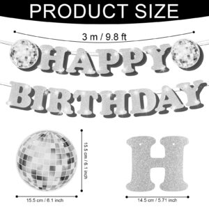 Disco Ball Happy Birthday Banner, Disco Birthday Party Decorations Small Happy Birthday Banner Birthday Party Supplies for 70s 80s Hippie Baby Shower