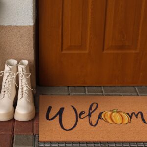 Welcome Doormat Imitation Coir Mats Outdoor 18 x 30 Inch Non Slip Coir Door Mats Fall Pumpkin Graduation Welcome Outdoor Mat for Entrance Indoor Front Door(Pumpkin)