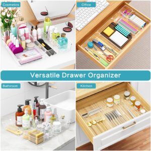 Drawer Organizers Set of 80, 4 Sizes Clear Plastic Drawer Organizers and Storage Bins for Kitchen, Bathroom, Office, Dresser Desk Drawer Organizer Tray for Jewelry, Makeup, Junk, Gadgets