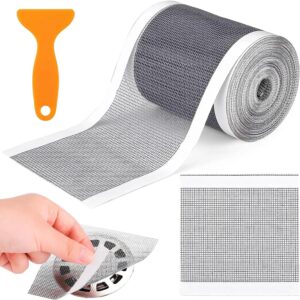 disposable hair drain stickers, shower drain hair catcher mesh stickers,diy drain cover hair catcher for any length, bathroom, bathtub,sink, adhesive window screen repair tape kit (2.76'' x 32.8ft)