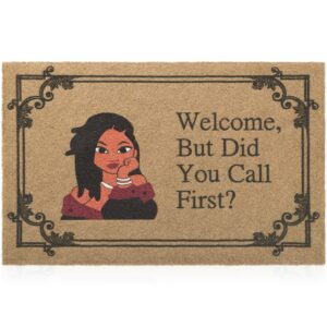 mwazzll welcome mat outdoor indoor non slip funny doormat easy to clean but did you call first front door mats for entrance,patio,high traffic areas brown