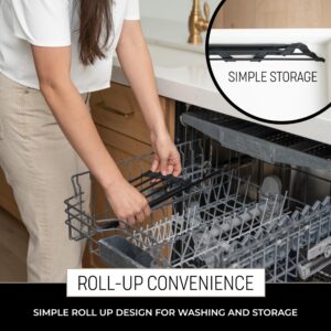 Triangle Roll Up Dish Drying Rack for Over the Sink - Sink Roll Up Drying Rack - Kitchen Sink Accessory - Over Sink Organizer Rack with Silicone Coated Stainless Steel Rods - Corner Sink Caddy - Black