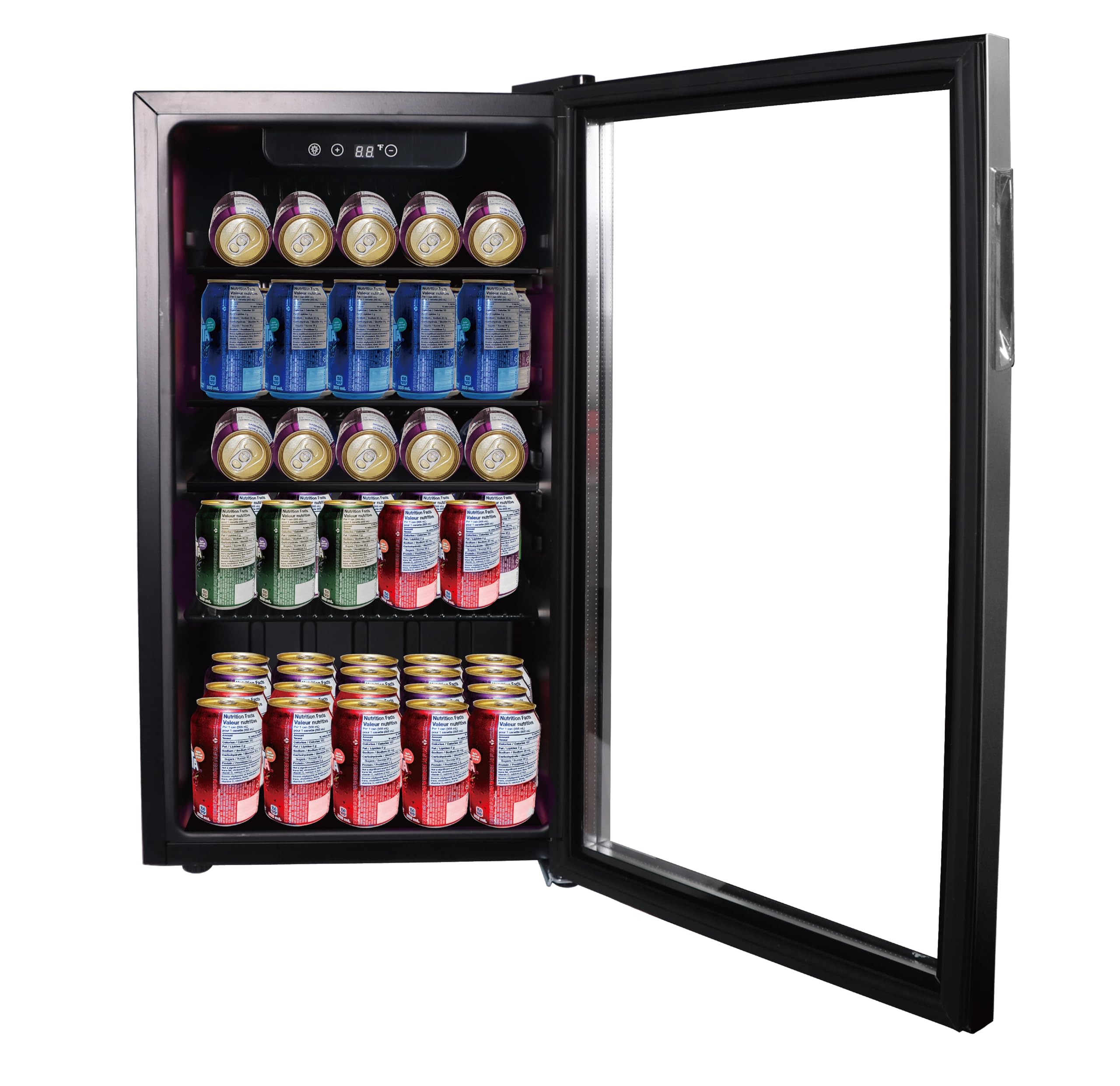 Frigidaire EFMIS2415 Beverage Refrigerator, Glass Door, Compact Mini Fridge with Digital Temperature Control, Fits 115 Cans or 34 Bottles, 96L Capacity-19.1" D x 17.5" W x 31.2" H, Stainless