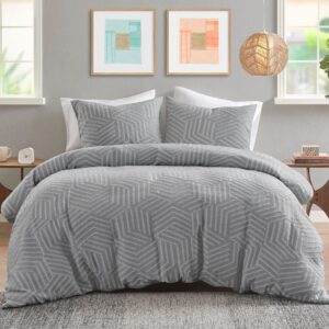 urban habitat king duvet cover set chic geometric matelasse jacquard duvet cover king size, modern lightweight all season bedding cover queen, matching shams, bentley, king, grey-blue 3 piece