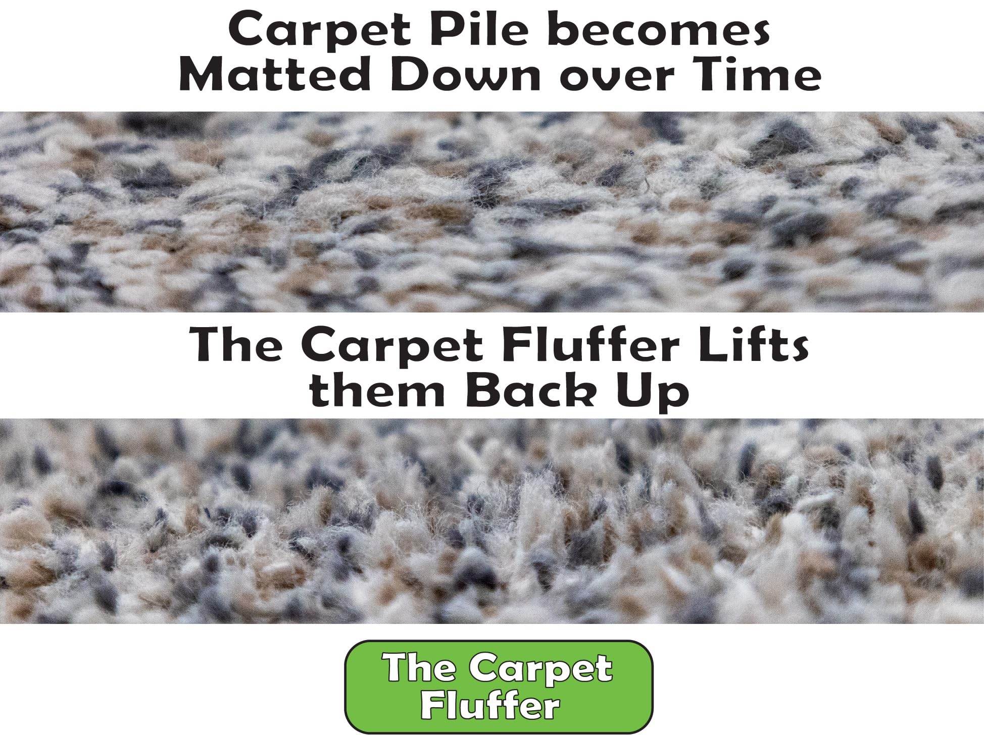 The Carpet Fluffer by Johnny World Products – Revitalize Matted Carpets and Rugs Instantly – Handheld, Easy-to-Use Tool for High-Traffic Areas, Stairs, and Pet Hair Removal