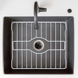 DecorRack Sink Protectors for Kitchen Sink, 12" x 10" Metal Dish Drying Rack for Sink, Sink Grate with Center Drain, Protects from Stains, Scratches, Dishwasher Safe, Standard Size (2 Pack)