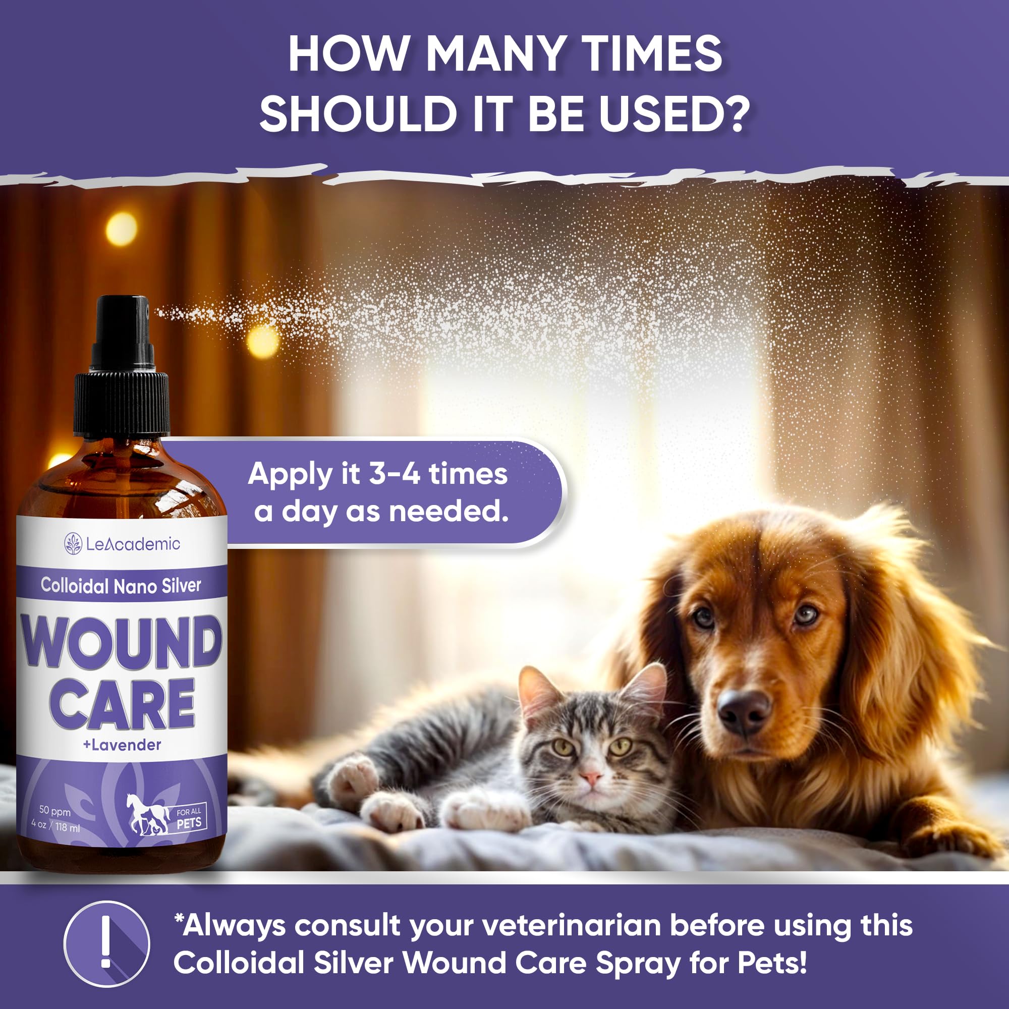 Dog Wound Spray | Cat and Dog Wound Care | Dog Itch Spray | Pet Wound Care + Lavender | Wound Care for Dogs | Cat Wound Care | Horse Wound Care | Wound Care for Cats | Chicken Wound Spray | 4 Oz