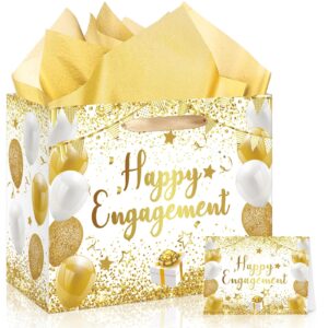 engagement party gift bags white gold engagement gift bags with tissue paper card christmas engagement gift wrapping paper bag happy engagement gift bag card gold engagement party decoration supplies