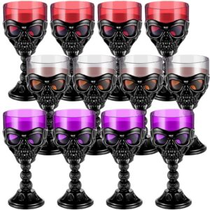 teenyyou 12 pcs head halloween skull goblet 12 oz plastic gothic wine cup water drinking cup for halloween mug party design bar fancy haunted martini home drinking ktv store carnival house supplies