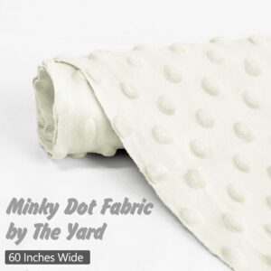 Homiest Minky Dot Fabric by The Yard, 1 Yard x 60 Inch Wide Soft Plush Fabric White Fleece Fabric, Cuddle Minky Fabric for Blanket, Pillow Covers, Clothing Making, Scarf, Beanie, Sewing