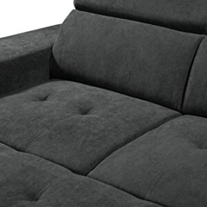 FANYE L-Shaped Oversized Convertible Tufted Sleeper Sectional Sofa with Pull Out Sleeper Couch Bed,Adjustable Headrests, Padded Armrests,Movable Stools and Storage Ottoman for Living Room