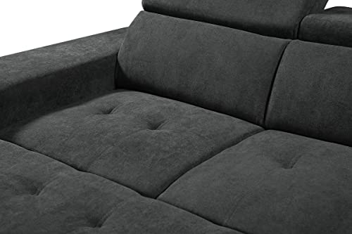 FANYE L-Shaped Oversized Convertible Tufted Sleeper Sectional Sofa with Pull Out Sleeper Couch Bed,Adjustable Headrests, Padded Armrests,Movable Stools and Storage Ottoman for Living Room