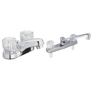 aqua vista 10-b421-av two handle & ez-flo non-metallic 10122 kitchen sink faucets with chrome finish