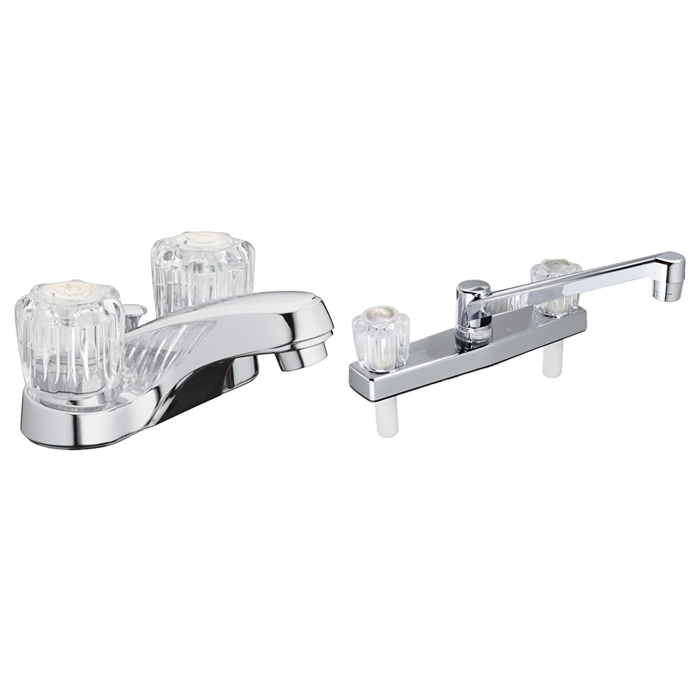 Aqua Vista 10-B421-AV Two Handle & EZ-FLO Non-Metallic 10122 Kitchen Sink Faucets with Chrome Finish