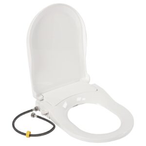 shower toilet seat, non-electric bidet toilet seat, dual nozzles for front and back cleaning, slow damping cover design, suitable for flush toilets with hole spacing of 4.5-6.4 in