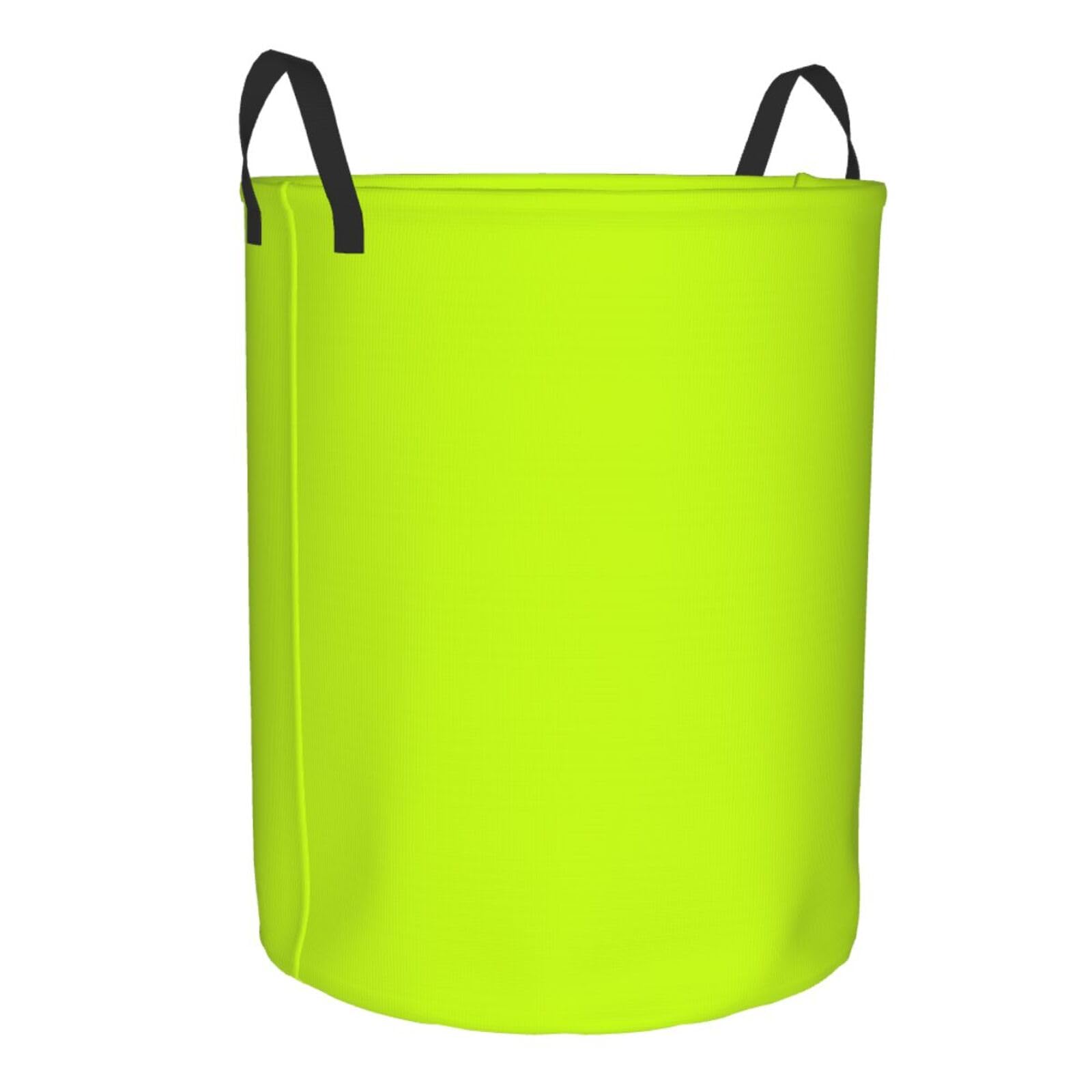 Large Laundry Basket, Lime Green Neon Yellow Collapsible Laundry Hamper Dirty Clothes Washing Bin for College Dorm Storage Essentials 15.7" x 19.6"