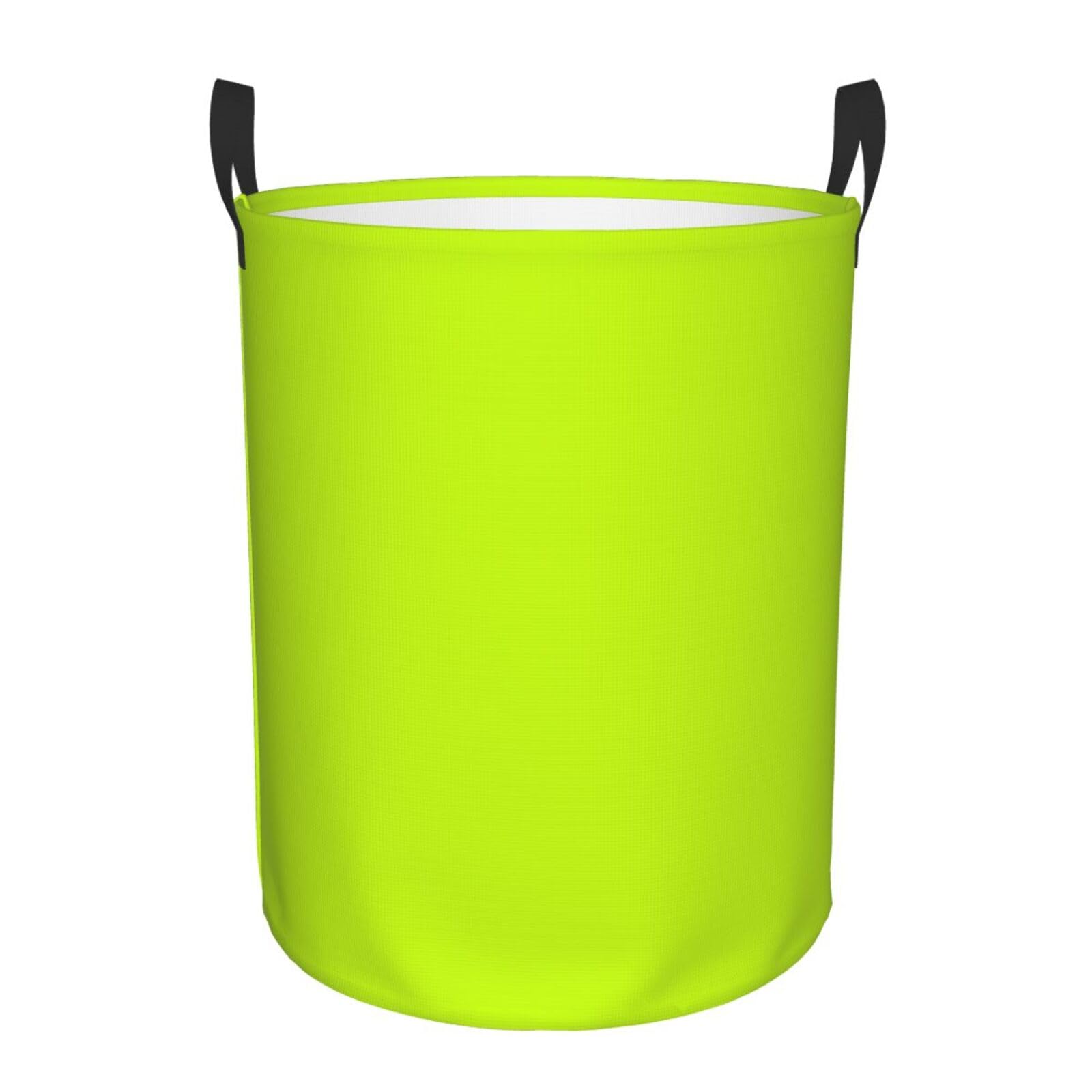 Large Laundry Basket, Lime Green Neon Yellow Collapsible Laundry Hamper Dirty Clothes Washing Bin for College Dorm Storage Essentials 15.7" x 19.6"