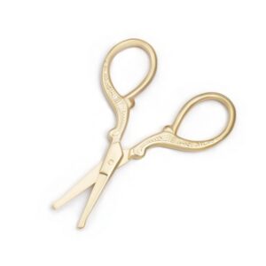 Highsoner Wave 3.6 Inch Mini Safety Scissors Embroidery Scissors Sewing Crafting Scissors Stainless Steel Sharp Tip Scissors Shears for Needlework Threading Craft Art Work DIY (Gold)