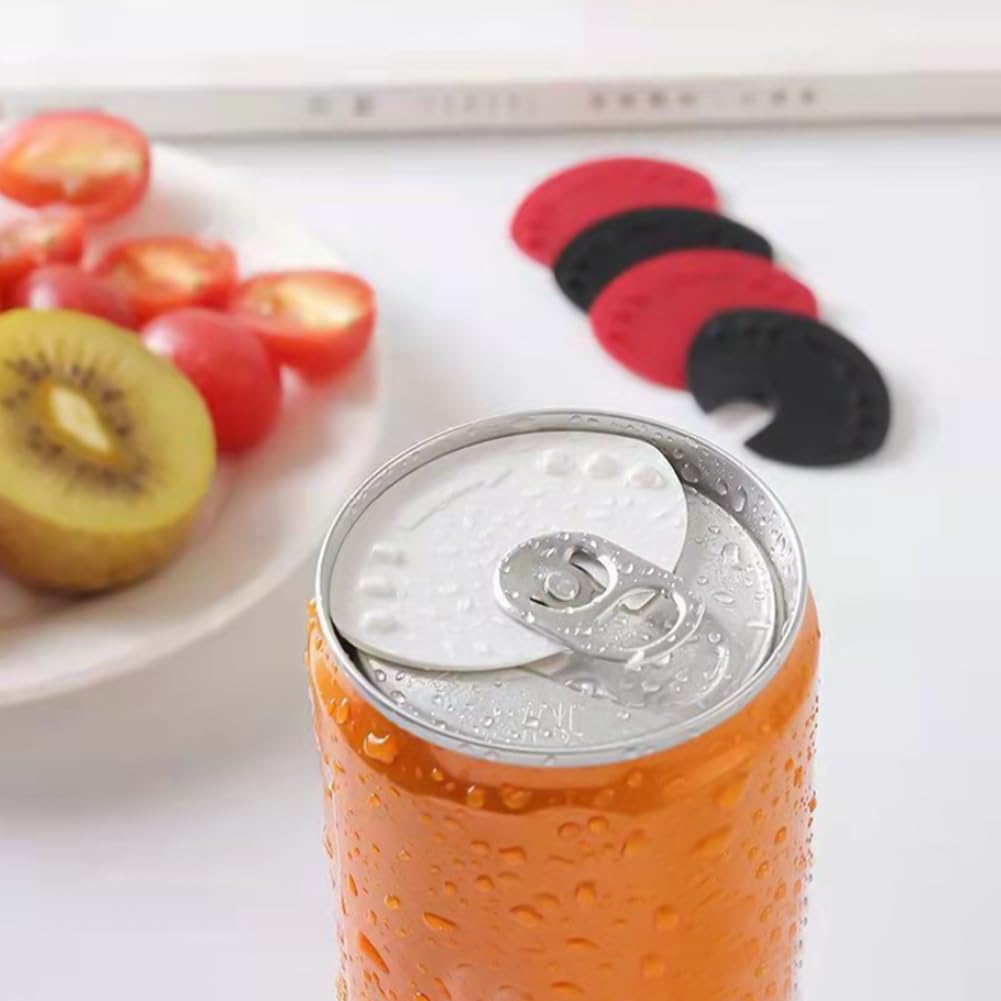 18 PCS Soda Can Covers Lids, Can Sealer Beverage Can Cap Can Protector, Plastic Can Covers, Spill Guard for Beer Juice Soda and More(Black, White, Red)