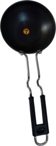 whopperindia non-stick hard anodized tadka pan, large fry pan for saag, dal, kadhi, dhokla, chicken, french fries, oil-less frying option