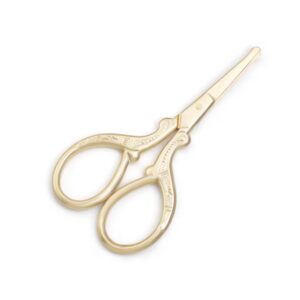 Highsoner Wave 3.6 Inch Mini Safety Scissors Embroidery Scissors Sewing Crafting Scissors Stainless Steel Sharp Tip Scissors Shears for Needlework Threading Craft Art Work DIY (Gold)