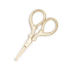 Highsoner Wave 3.6 Inch Mini Safety Scissors Embroidery Scissors Sewing Crafting Scissors Stainless Steel Sharp Tip Scissors Shears for Needlework Threading Craft Art Work DIY (Gold)