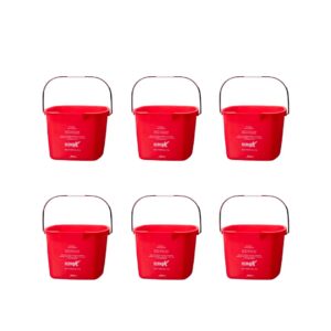 janico 1228rd pro sturdy 8-quart plastic sanitizing pail with handles for janitorial and cleaning use, 6 pack