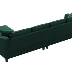 Belffin Velvet Convertible Sectional Sofa L Shaped Couch Reversible Sectional Sofa with Chaise Velvet 4 Seat Sectional Sofa (Green)…