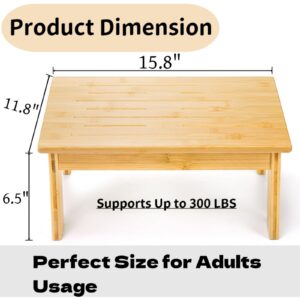 Tlence 6.5" High Bamboo Step Stool, 300 Lbs Capacity Bedside Stepping Stool, Non Slip Potty Training Stool for Adults, Safety Wooden Foot Stool for Bathroom Bedroom Garden Kitchen, Easy Assembly