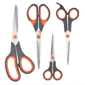 4 pack multipurpose soft grip handle scissors, ultra sharp craft scissors set,all purpose scissors for home household office sewing school teacher art diy supplies