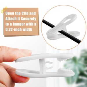 PLMMOUT White Hanger Clips 50 PCS,Velvet Hanger Clips for Plastic Hangers,Pants Hanger Clips,White Finger Clips,Plastic Hanger Clips for Skirt Pants Hangers Plastic Clothes Hangers,Strong Pinch Grip