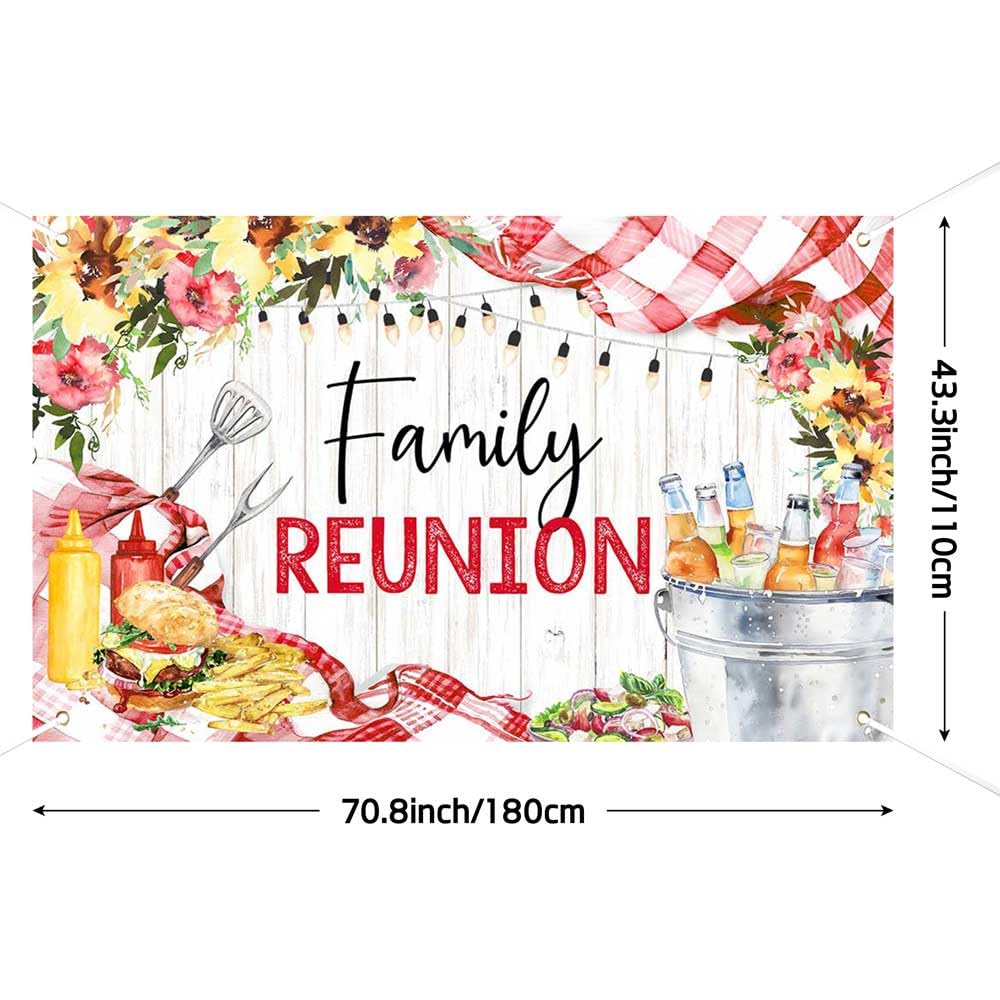 Lofaris Family Reunion Banner Backdrop,Family Picnic Party Decorations,Summer BBQ Bridal Shower Welcome Photo Background Supplies 70.8x43.3inch