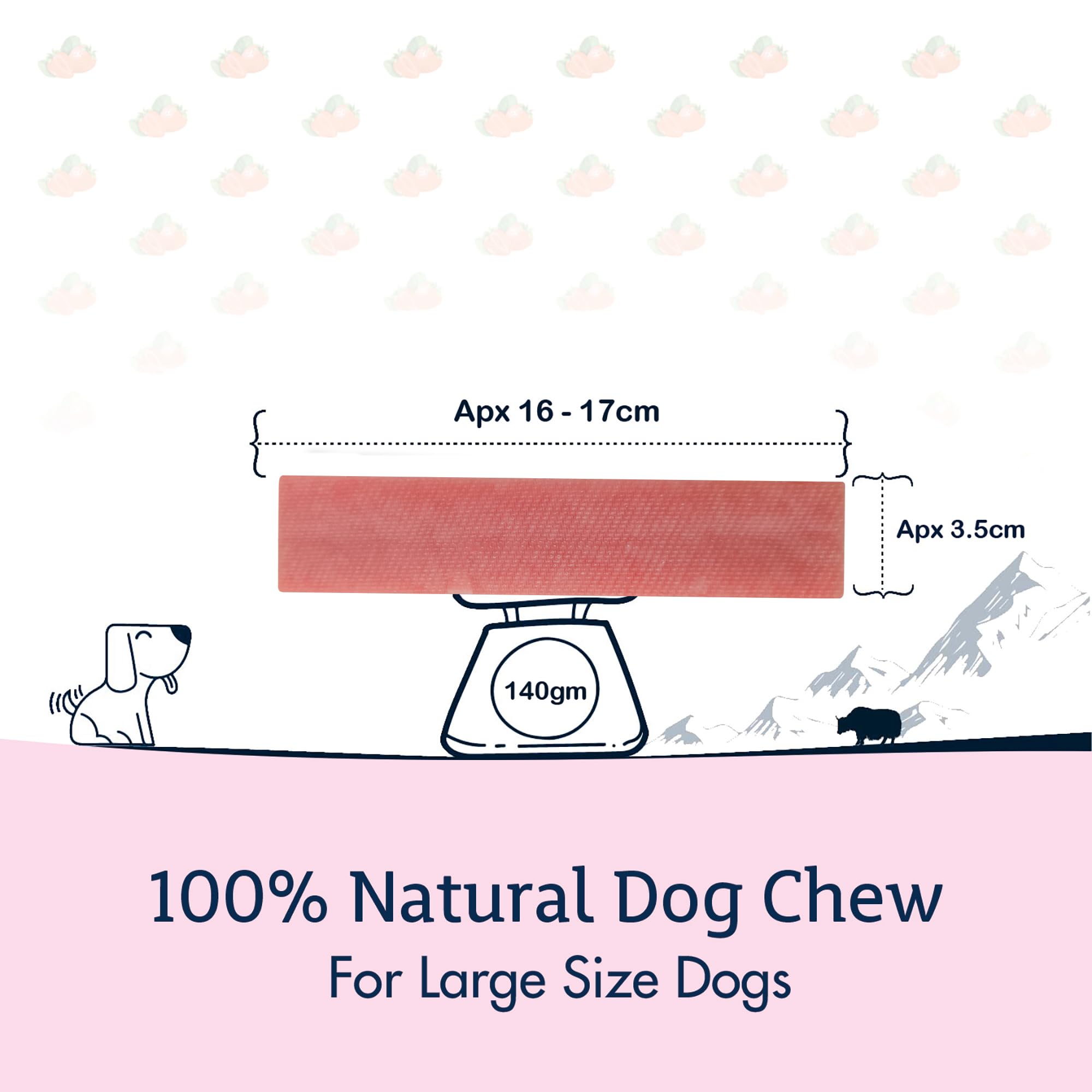 Himalayan Dog Chews Long Lasting - Strawberry Yak Cheese Dental Chews for Dogs | Promotes Healthy Teeth & Bones | Healthy Dog Treats for Large Dogs (14.81oz, Pack of 3) Pawfect