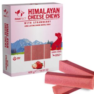 himalayan dog chews long lasting - strawberry yak cheese dental chews for dogs | promotes healthy teeth & bones | healthy dog treats for large dogs (14.81oz, pack of 3) pawfect