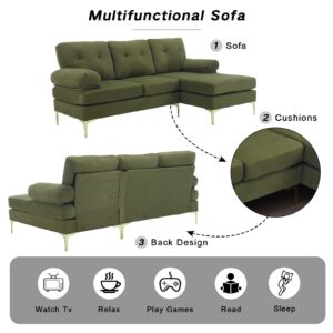 SZLIZCCC Modern Sofa Couch L-Shaped Sofas, Convertible Sleeper Sofa, Living Room Chaise Longue, Living Room Bedroom Home Office Combination Sofa(80" L Grenn)