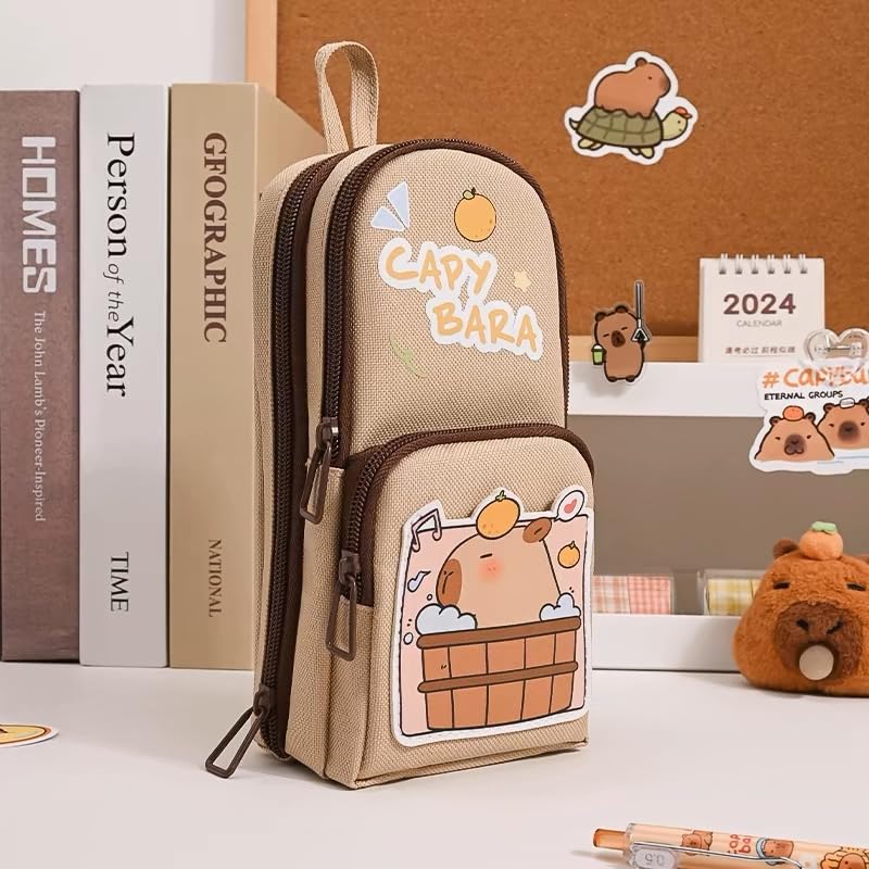 Big Capicacity Kapibara Capybara Cartoon Pencil Case Cute Aesthetic Pen Holder Pencil Pouch Box Pen case (version1)