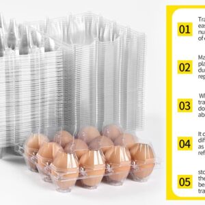 Lifuope 120 Piece Transparent Egg Carton Plastic Egg Cartons Specs3×4 12 Individuai Plastic Egg Cartons Farm Egg Storage Size7.6×5.9×2.6inch(3x4 12 egg boxes, 120 pieces)