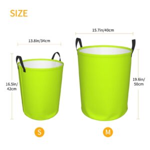 Large Laundry Basket, Lime Green Neon Yellow Collapsible Laundry Hamper Dirty Clothes Washing Bin for College Dorm Storage Essentials 15.7" x 19.6"