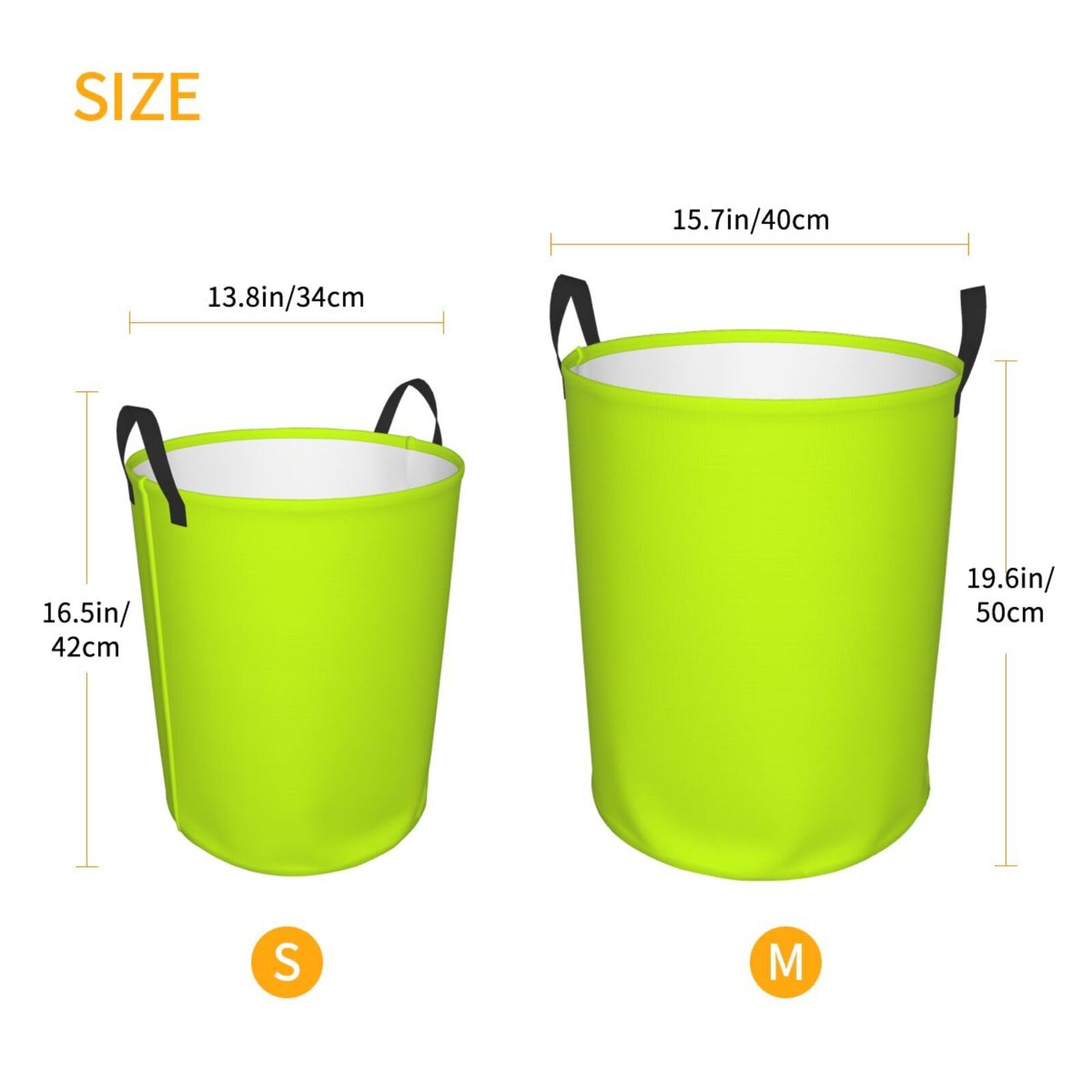 Large Laundry Basket, Lime Green Neon Yellow Collapsible Laundry Hamper Dirty Clothes Washing Bin for College Dorm Storage Essentials 15.7" x 19.6"