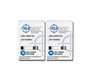 trueness blood glucose test strips - diabetic blood sugar test strips - compatible with trueness meters for accurate diabetes monitoring - 50 count (2 pack)