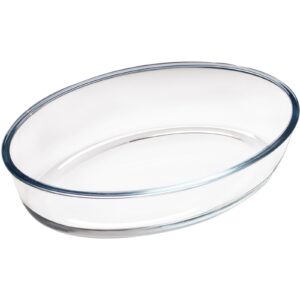 2.4l glass baking dish for oven, borosilicate glass casserole dish, oval oven safe glass baking pan