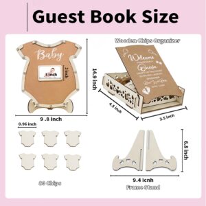 Baby Shower Guest Book Alternatives with Photo Frame Butterfly Guest Book Baby Shower Sign in Guest Book Gender Reveal Guest Book for Baby Shower Birthday Party Signs Wedding Decorations (Bodysuit)