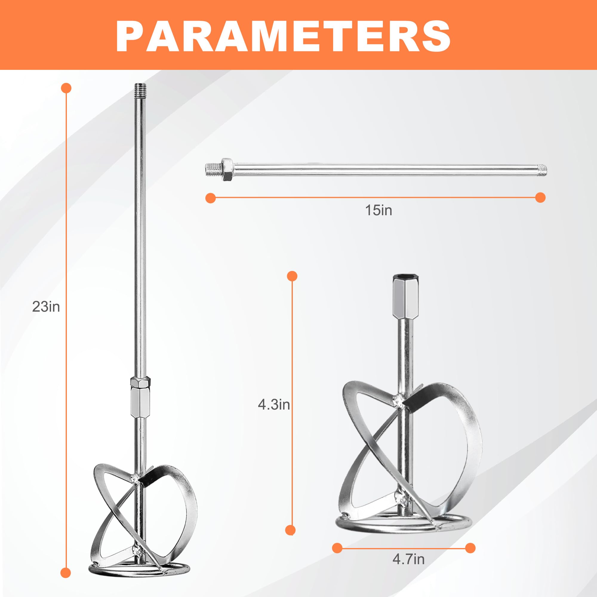 NorthSpoor Concrete Mixing Head, Cement or Paint Mixer Drill Bit Accessories,Exclusive Accessories For M14 Cement Mixer, Segmented S Mixing Head,23.63Inches