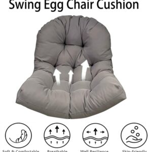 Dkieuyu Egg Chair Cushion (Only Cushion),Egg Chair Cushion Replacement for Hanging Egg Chair,40x32in Soft Thicken Comfortable Hanging Chair Cushion,Hammock Chair Cushion for Indoor Outdoor (Black)