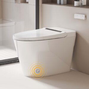 lw smart toilet with bidet built in, one piece elongated modern bidet toilet w/pump-assisted auto flush, foot sensor, heated seat, warm water & dryer, led display, night light, built-in water tank