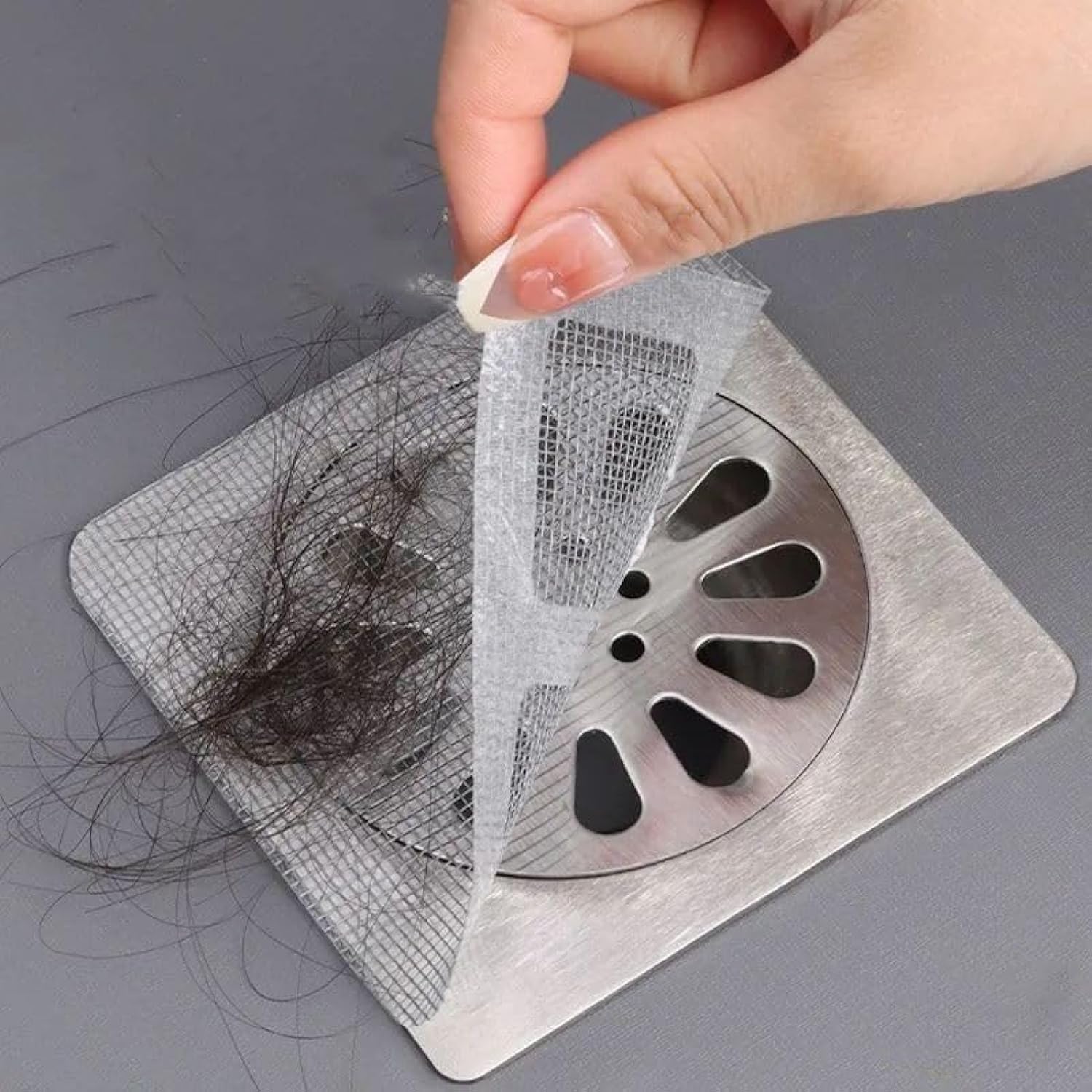 Generic 30 Pack Disposable Shower Drain Hair Catcher: Floor Hair Drain Stickers Mesh Stickers - Drain Cover Hair Catcher for Bathroom Laundry Bathtub Kitchen Sink Sewer Filter Screen (30PCS White)