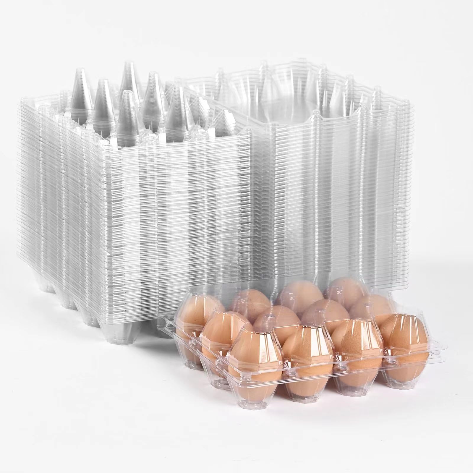 Lifuope 120 Piece Transparent Egg Carton Plastic Egg Cartons Specs3×4 12 Individuai Plastic Egg Cartons Farm Egg Storage Size7.6×5.9×2.6inch(3x4 12 egg boxes, 120 pieces)