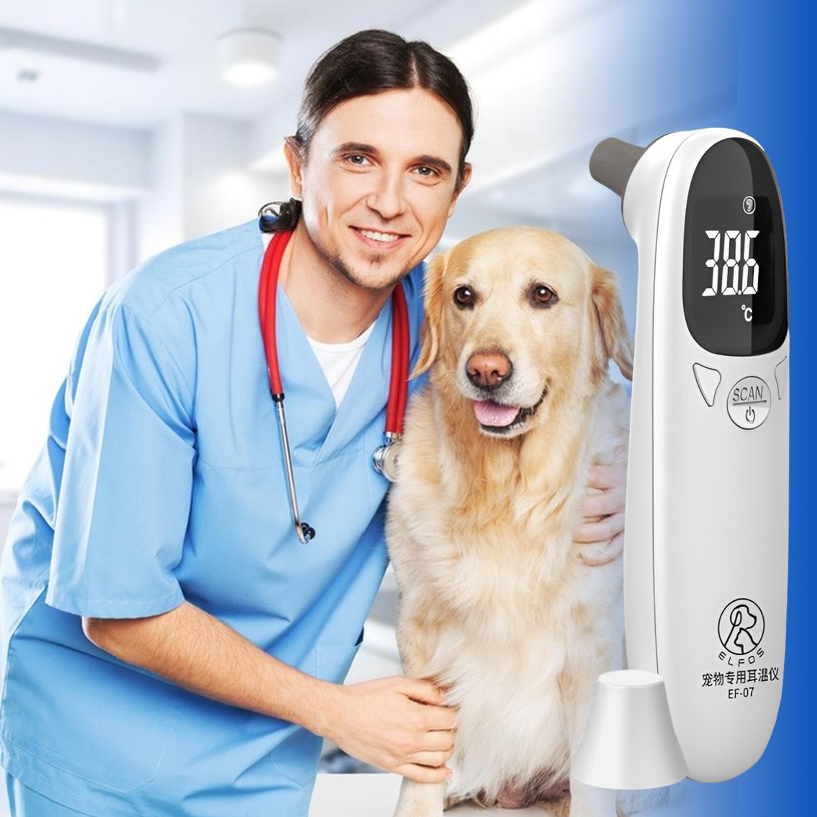 Ear Thermometers - Pet Ear Thermometer for Dogs | Cat and Dog Ear Temperature Monitor | Veterinary Thermometers | Double Mode Design Temperatures Monitor for Fast and Accurate Temperature Detection