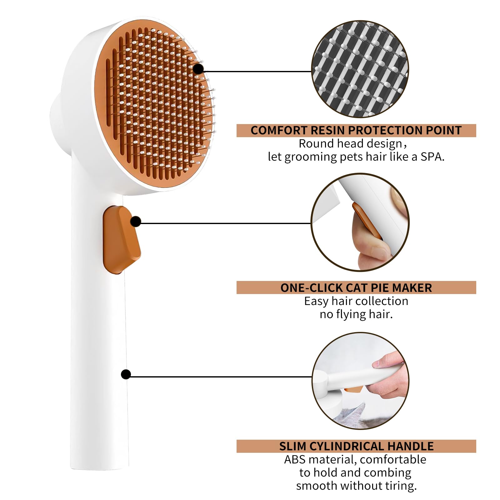 Cat Brush Self Cleaning Slicker for Indoor Shedding Short Haired Dogs Grooming Supplies for Long Hair Pet Comb Essentials Tools for Pitbulls Removes Matted Fur and Loose Undercoat Set (Orange)